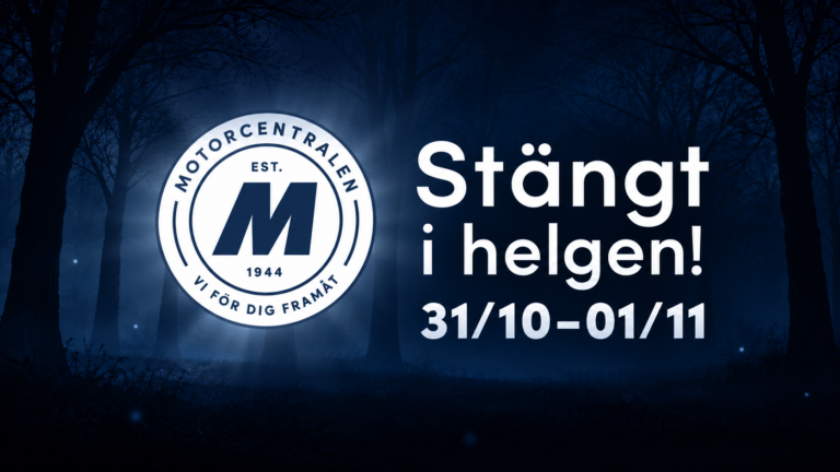 Motorcentralens bilförsäljning håller stängt i helgen 31 oktober–1 november.